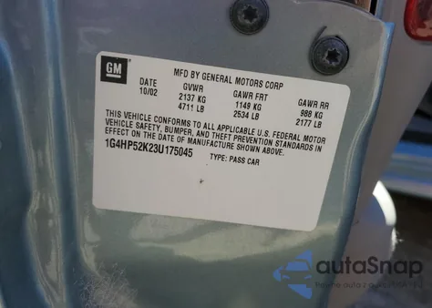 2003 Buick Lesabre Custom из США, поврежденный, VIN 1G4HP52K23U175045